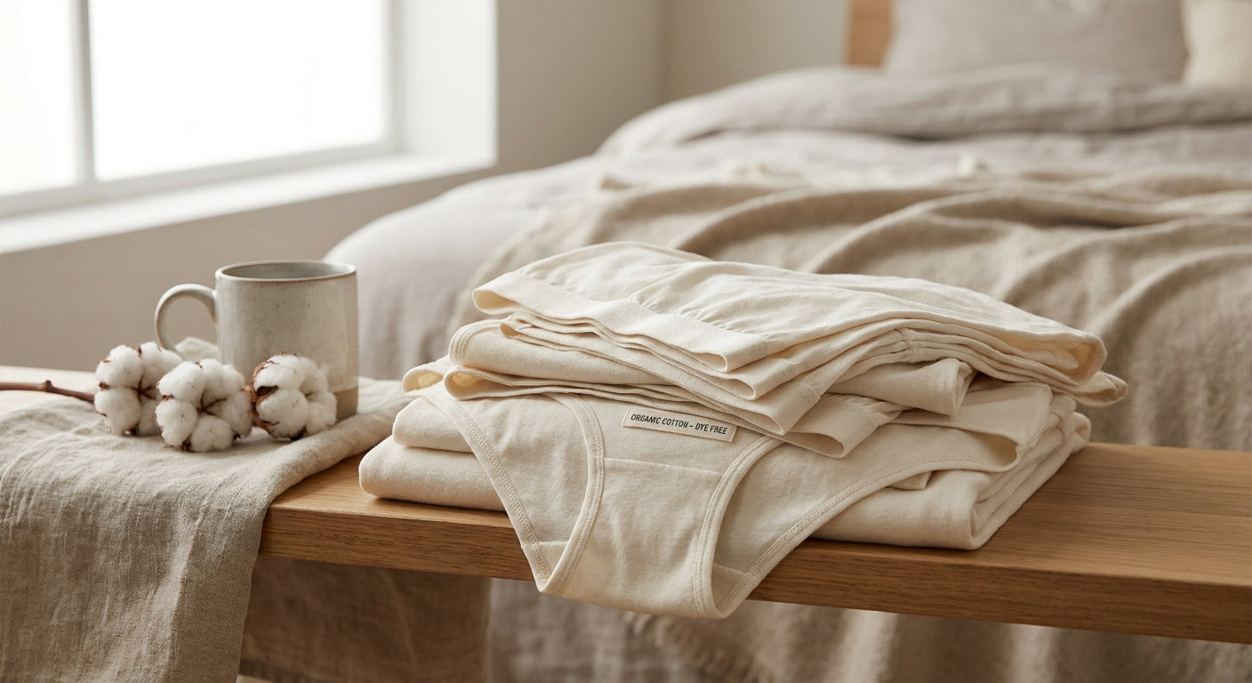 Organic cotton underwear for skin sensitive to synthetic dyes