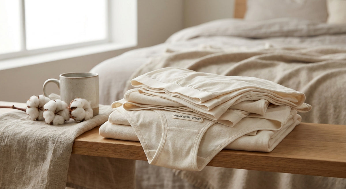 Organic cotton underwear for skin sensitive to synthetic dyes