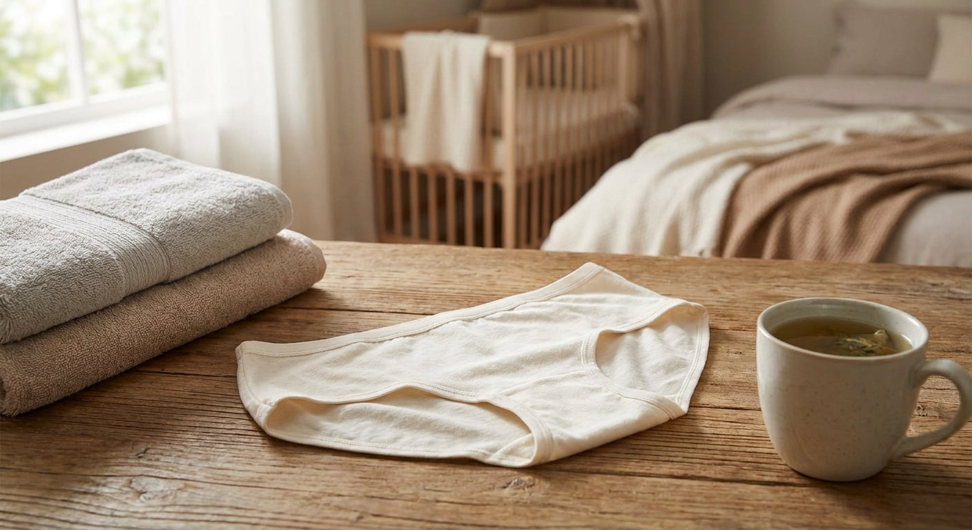 Organic cotton underwear for postpartum recovery