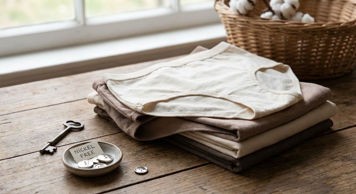 Organic cotton underwear for nickel and metal allergies