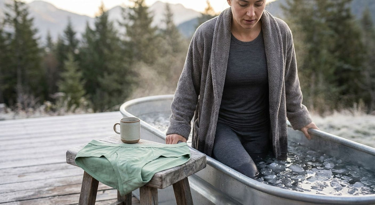 Bamboo underwear for cold plunge and ice bath recovery